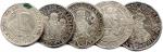 LOT de cinq monnaies en argent Allemagne :Saxe  Auguste...