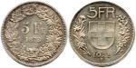 LOT de deux monnaies en argent Suisse :5 Francs Helvetia...