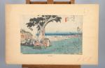 Utagawa HIROSHIGE (1797-1858). Cinq OBAN YOKO-E de la série Tokaido...
