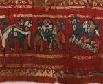 ÉGYPTE - VI-VIIIe s.Bandeau en tapisserie copte, fond rouge, décor...