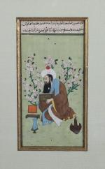 IRAN, style SAFAVIDE - XXe s. Deux portraits peints à...