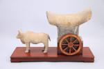 CHINE - époque WEI (386-556) Buffle et son chariot.Terre cuite....