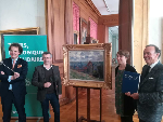 De gauche à droite : Aymeric Rouillac, Emmanuel Denis, le maire de Tours, Hélène Jagot, la conservatrice du musée des Beaux-Arts, Philippe Rouillac.