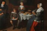 QUIRINGH GERRITSZ VAN BREKELENKAM (Zwammerdam, 1620 - Leyde, 1668)Le repas,...