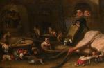 FAUSTINO BOCCHI (Brescia, 1659-1742) Les nains dépouillant un dindon Toile.Haut....