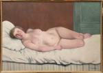FÉLIX VALLOTTON (Lausanne 1865 - Paris, 1925)Femme nue couchée sur...
